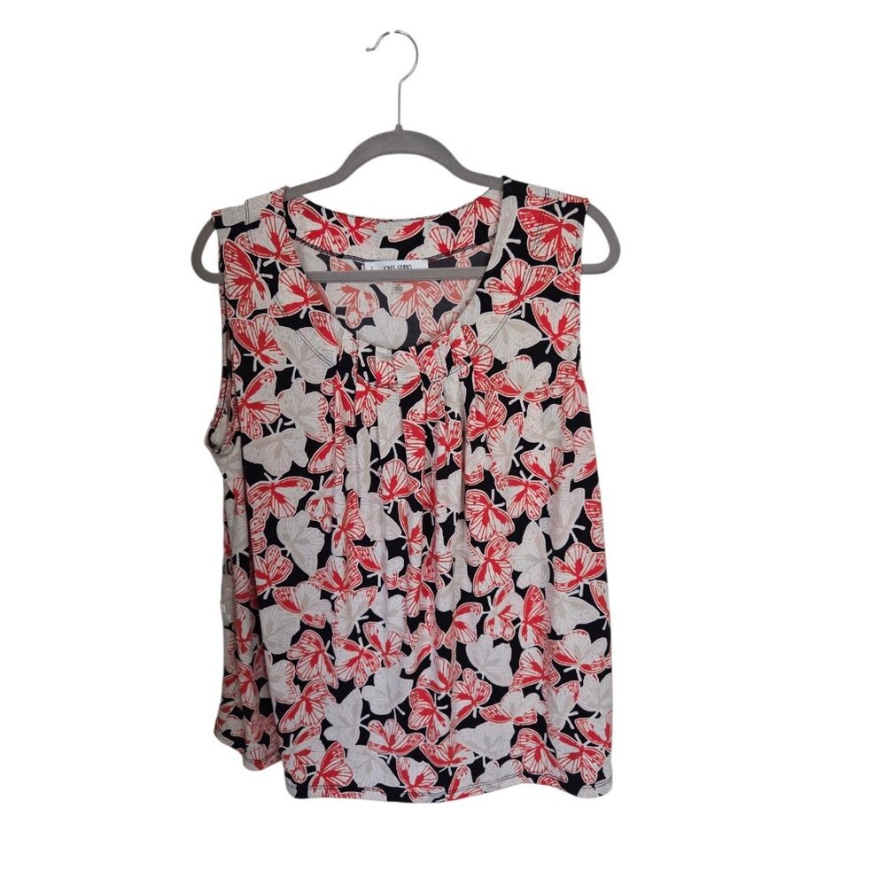 Jones Studio Woman‎ Separates Butterfly Sleeveless Top Orange Black Beige 1X
